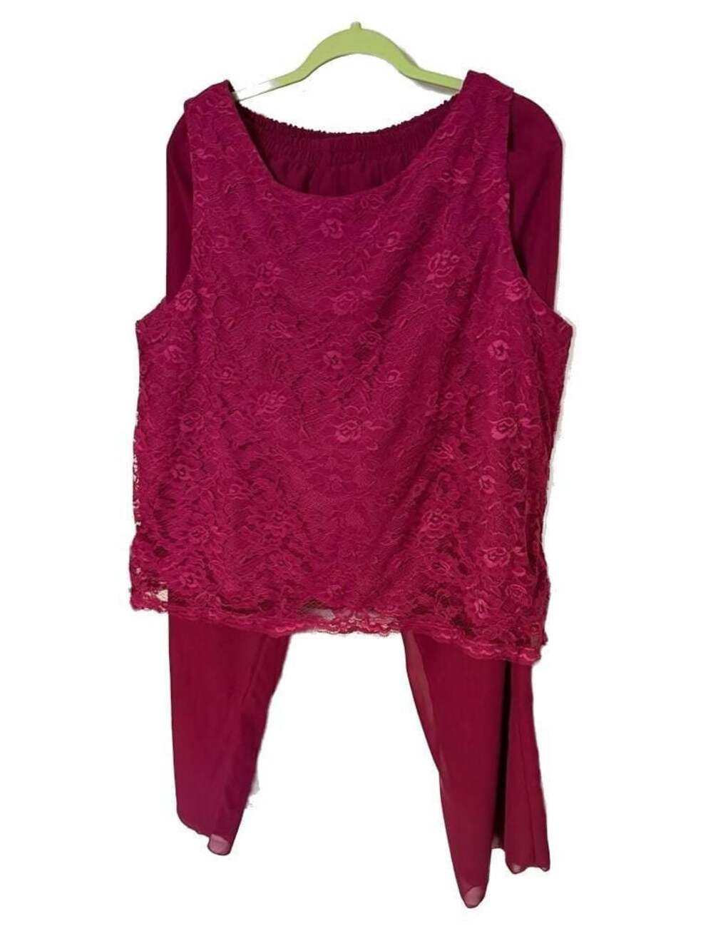 Sleeveless Lace Tunic and Chiffon Pant Set (see measurements)